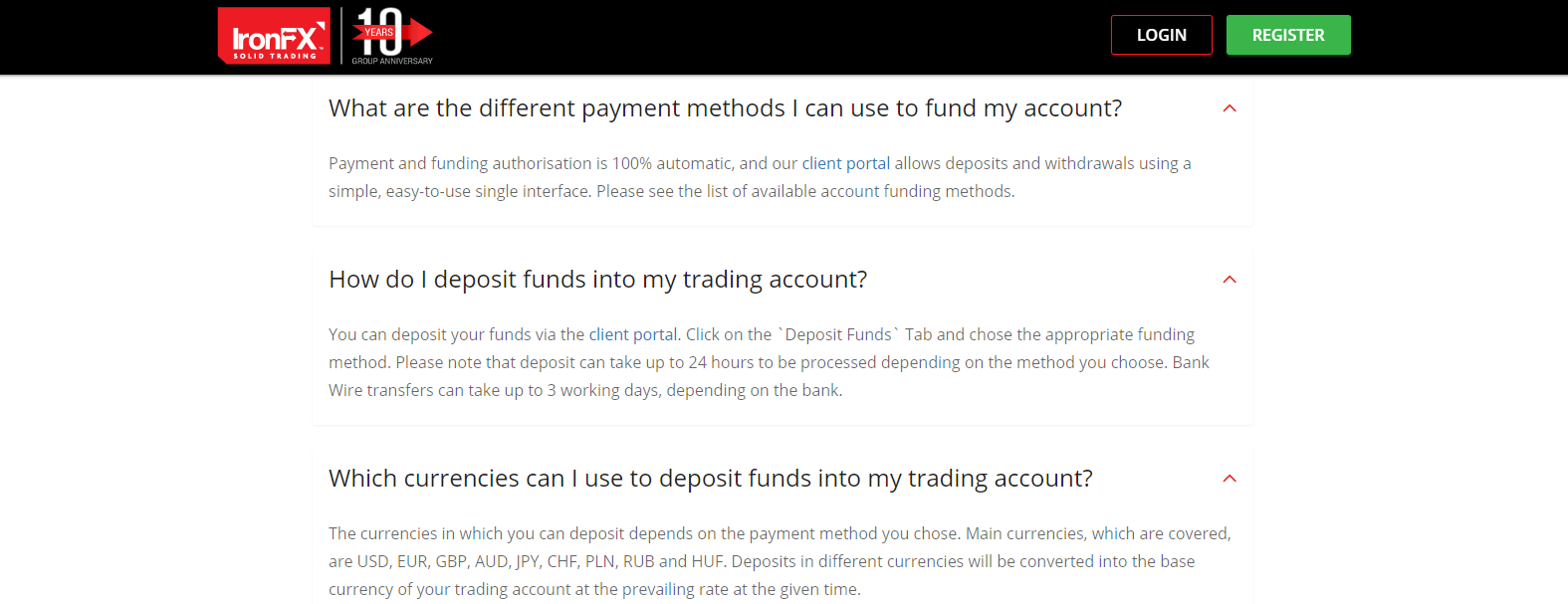 Depósitos y retiros IronFX class= Depósitos y retiros IronFX